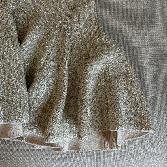 NWT LoveShackFancy Sarajane Sequin Stretch Knit Mini Dress Honey Gold Holiday - Picture 8 of 16